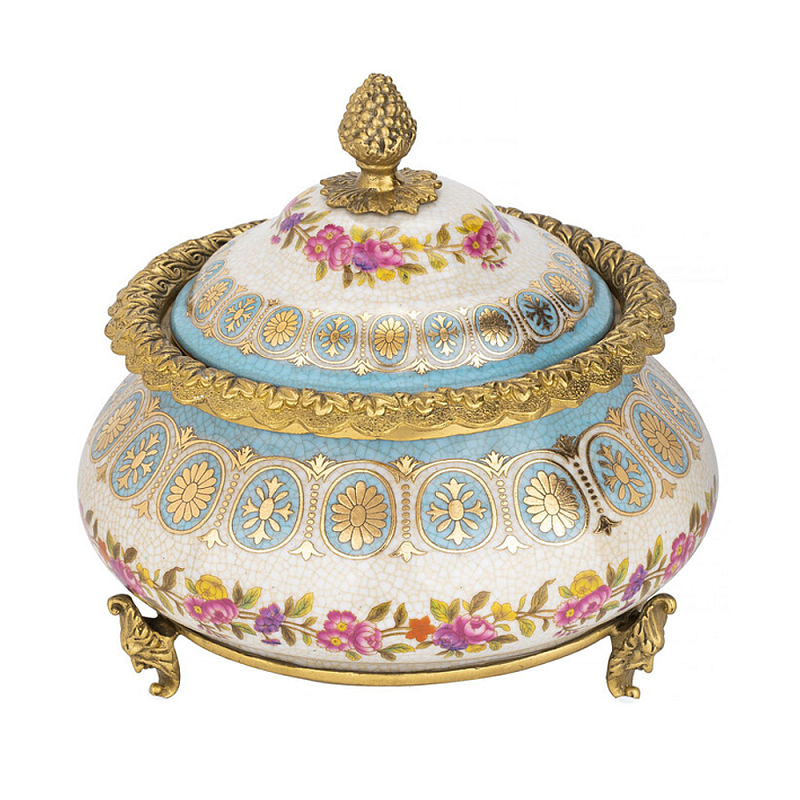 Шкатулка фарфоровая с цветочной росписью Eden Garden Бронза Мульти в Красноярске | Loft Concept 