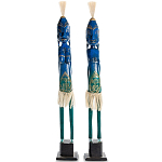 Комплект из 2-х деревянных статуэток Asmat Statuettes Blue Green варинант исполнения - 1 | Loft Concept в Красноярске