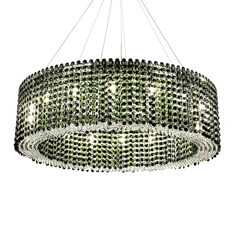 Круглая люстра с хрустальными подвесками Crystal Art Chrome Green Chandelier 12 Хром Зеленый Черный в Красноярске | Loft Concept 
