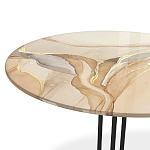 Стол журнальный круглый с бежевой столешницей из стекла Beige Marble варинант исполнения - 3 | Loft Concept в Красноярске