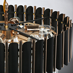 Люстра из черного металла с многоярусными подвесками из прозрачного хрусталя на золотой цепи Empire Black Chandelier Crystal варинант исполнения - 11 | Loft Concept в Красноярске