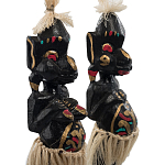 Комплект из 2-х деревянных статуэток Asmat Straw Headdress Statuettes Multicolor варинант исполнения - 5 | Loft Concept в Красноярске