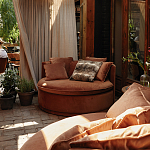 Кушетка круглая с обивкой из велюра коричневая Milky Brown Chair варинант исполнения - 8 | Loft Concept в Красноярске