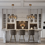 Люстра подвесная круглая с овальными подвесками из стекла дымчатого цвета Harlow Crystal Round варинант исполнения - 6 | Loft Concept в Красноярске