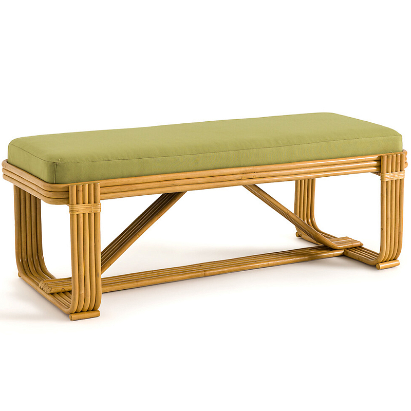 Скамья из ротанга с подушкой Mattia Rattan Bench Древесина Зеленый Скамья из ротанга с подушкой Mattia Rattan Bench Древесина Зеленый в Красноярске | Loft Concept