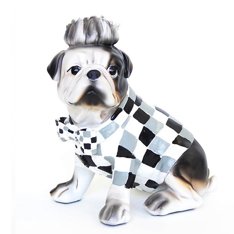 Статуэтка собака в клетчатой куртке Fashionable Dogs Cell Серый Белый Голубой Статуэтка собака в клетчатой куртке Fashionable Dogs Cell Серый Белый Голубой в Красноярске | Loft Concept