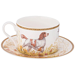 Чайная пара из фарфора с изображением собаки и зайцев 300 мл Hunting Porcelain Collection 2 варинант исполнения - 1 | Loft Concept в Красноярске
