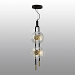 Подвесной светильник с 2-мя прозрачными стеклянными плафонами и золотистыми центральными вставками Virelia  варинант исполнения - 4 | Loft Concept в Красноярске