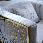 Кресло велюровое серое с фактурным каркасом золотистого цвета Best Traits варинант исполнения - 3 | Loft Concept в Красноярске