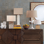 Настольная лампа с белым каркасом и тканевым абажуром Natural Stems варинант исполнения - 4 | Loft Concept в Красноярске