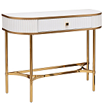 Консоль с ящиком белая с золотом Textured White Console with Gold варинант исполнения - 1 | Loft Concept в Красноярске