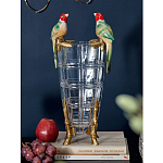 Ваза из прозрачного стекла с бронзовыми ножками и фигурками попугаев Eden Garden porcelain and bronze варинант исполнения - 1 | Loft Concept в Красноярске