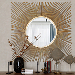 Зеркало-солнце круглое с золотыми лучам Sunrise варинант исполнения - 2 | Loft Concept в Красноярске