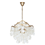 Люстра подвесная с белыми перламутровыми подвесками и изогнутыми золотистыми элементами Диаметр 50 см SHELL Chandelier варинант исполнения - 1 | Loft Concept в Красноярске