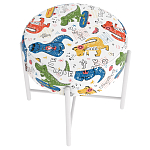 Пуф детский круглый с принтом на 4-х белых ножках Dinosaurs CHILDHOOD варинант исполнения - 3 | Loft Concept в Красноярске