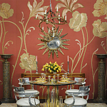 Обои с вышивкой ручной работы Deco Flowers Original colourway on wool sateen варинант исполнения - 1 | Loft Concept в Красноярске