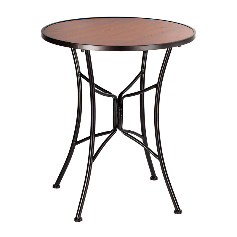 Столик приставной с круглой столешницей на металлическом черном основании Scenical Table Черный Коричневый в Красноярске | Loft Concept 