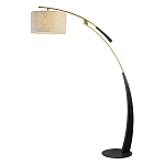 Торшер с изогнутой черной металлической ножкой и цилиндрическим абажуром из ткани Arched Metal Base  варинант исполнения - 1 | Loft Concept в Красноярске