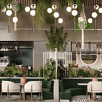 Люстра на штанге с 4-мя белыми шарообразными плафонами Bubble Chandelier варинант исполнения - 4 | Loft Concept в Красноярске