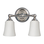 Бра для ванных комнат с 2-мя белыми плафонами в форме колокола на круглом основании цвета хром Feiss варинант исполнения - 1 | Loft Concept в Красноярске