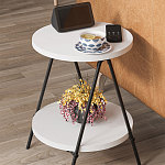 Стол приставной с 2-мя круглыми белыми столешницами ESSEL SIDE TABLE WHITE варинант исполнения - 9 | Loft Concept в Красноярске