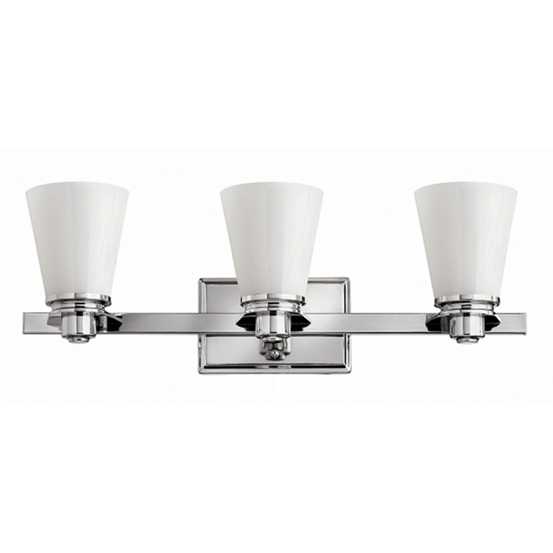 Бра для ванных комнат с белыми стеклянными конусными плафонами Hinkley Хром Белый в Красноярске | Loft Concept 