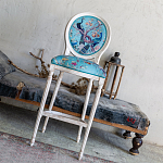 Барный стул из массива бука с изображением птиц и цветов Turquoise Beige Chinoiserie Garden Chair варинант исполнения - 8 | Loft Concept в Красноярске