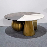 Дизайнерский журнальный стол с круглой столешницей на 3-х геометрических ножках Lehumod варинант исполнения - 1 | Loft Concept в Красноярске
