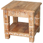 Кофейный стол из массива манго с резьбой Vallez Grey Mango Coffee Table варинант исполнения - 1 | Loft Concept в Красноярске