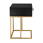 Приставной столик с резным узором на выдвижном ящике Black Table Carved Pattern варинант исполнения - 5 | Loft Concept в Красноярске