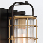 Настенный фонарь цилиндрической формы с рифленым стеклом в золотом каркасе на черном прямоугольном основании Eurofase варинант исполнения - 16 | Loft Concept в Красноярске