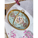 Блюдо овальное с ручкой и голубым фарфоровым дном с цветочным рисунком Blue Garden варинант исполнения - 2 | Loft Concept в Красноярске