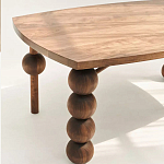 Обеденный стол деревянный с круглыми декоративными элементами на ножках Koko варинант исполнения - 4 | Loft Concept в Красноярске