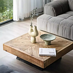 Дизайнерский журнальный стол квадратный с черным трапециевидным основанием Wokab варинант исполнения - 2 | Loft Concept в Красноярске