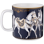 Кружка из фарфора синяя с изображением лошадей 400 мл Porcelain Horse Set варинант исполнения - 1 | Loft Concept в Красноярске
