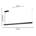 Подвесной светильник линейный вытянутой формы с черным матовым корпусом и золотистыми акцентами Line Pendant варинант исполнения - 1 | Loft Concept в Красноярске