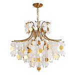 Люстра подвесная с белыми и золотыми круглыми подвесками Диаметр 70 см SHELL Chandelier варинант исполнения - 1 | Loft Concept в Красноярске