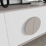 Комод бежево-белый с 4-мя дверцами c декором в виде бежевого круглого элемента на фасаде GORA CONSOLE 180CM LIGHT MOCHA варинант исполнения - 4 | Loft Concept в Красноярске