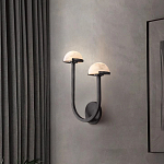 Бра с 2-мя мраморными плафонами на черном корпусе Light Warm Light варинант исполнения - 2 | Loft Concept в Красноярске