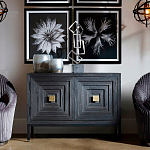 Тумба черная из дерева двухдверная Geometric Double Door Nightstand варинант исполнения - 5 | Loft Concept в Красноярске