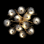 Потолочная люстра круглая ветвистыми бронзовыми элементами и стеклянными рифлеными дисками Textured Glass Chandelier варинант исполнения - 2 | Loft Concept в Красноярске