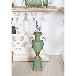Ваза зеленого цвета из фарфора на высокой подставке с бронзовыми ручками Eden Garden porcelain and bronze варинант исполнения - 4 | Loft Concept в Красноярске