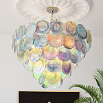 Люстра с каскадом из круглых разноцветных стеклянных дисков Mother of Pearl Iridescence варинант исполнения - 1 | Loft Concept в Красноярске