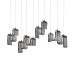 Подвесной светильник линейный с плафонами волнистой формы из фактурного стекла Big Wave варинант исполнения - 2 | Loft Concept в Красноярске