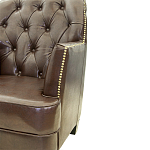 Кресло кожаное c мягкими подлокотниками на 4-х деревянных ножках из массива березы Joseph Armchair brown варинант исполнения - 3 | Loft Concept в Красноярске