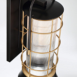 Настенный фонарь цилиндрической формы с рифленым стеклом в золотом каркасе на черном прямоугольном основании Eurofase варинант исполнения - 4 | Loft Concept в Красноярске