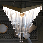 Люстра золотого цвета в форме галочки с каскадом длинных прозрачных трубок Eurofase варинант исполнения - 13 | Loft Concept в Красноярске