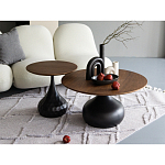 Столик журнальный с круглой деревянной столешницей на черном фактурном основании Bourgeon варинант исполнения - 5 | Loft Concept в Красноярске