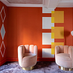 Обои ручная роспись Chez Nina by India Mahdavi Lantana colourway on Arancio dyed silk варинант исполнения - 2 | Loft Concept в Красноярске