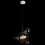 Подвесной светильник с прозрачными бирюзовыми стеклянными шарами и золотыми деталями Диаметр 43 Giopato & Coombes варинант исполнения - 2 | Loft Concept в Красноярске